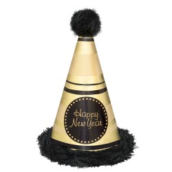 Sombrero cono happy new year oro con marabu